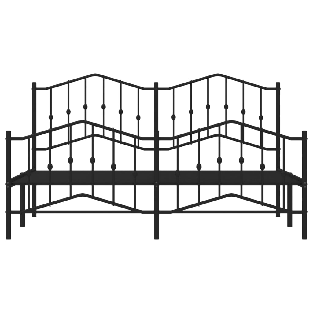 vidaXL Metal Bed Frame without Mattress with Footboard Black 183x213 cm