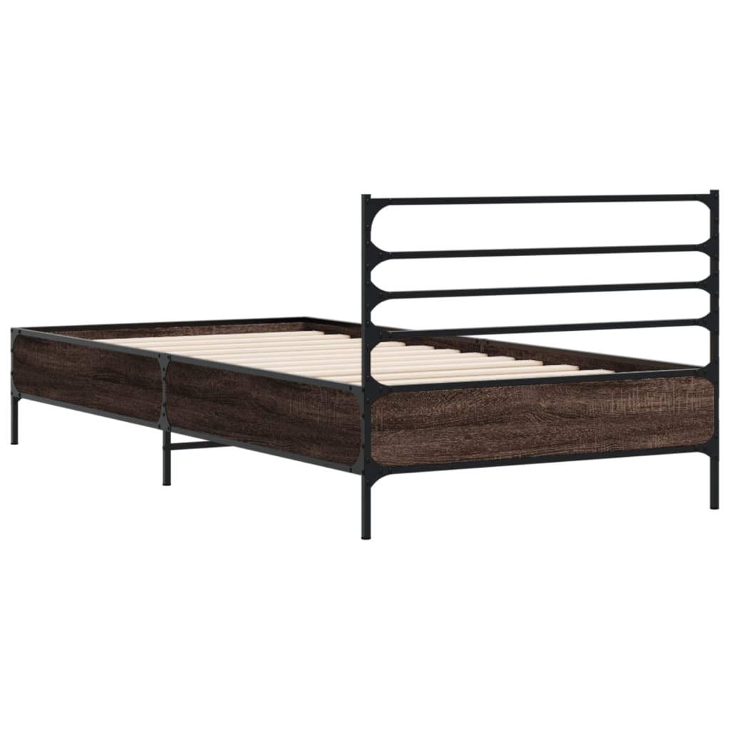 vidaXL Bed Frame without Mattress Brown Oak 75x190 cm Small Single