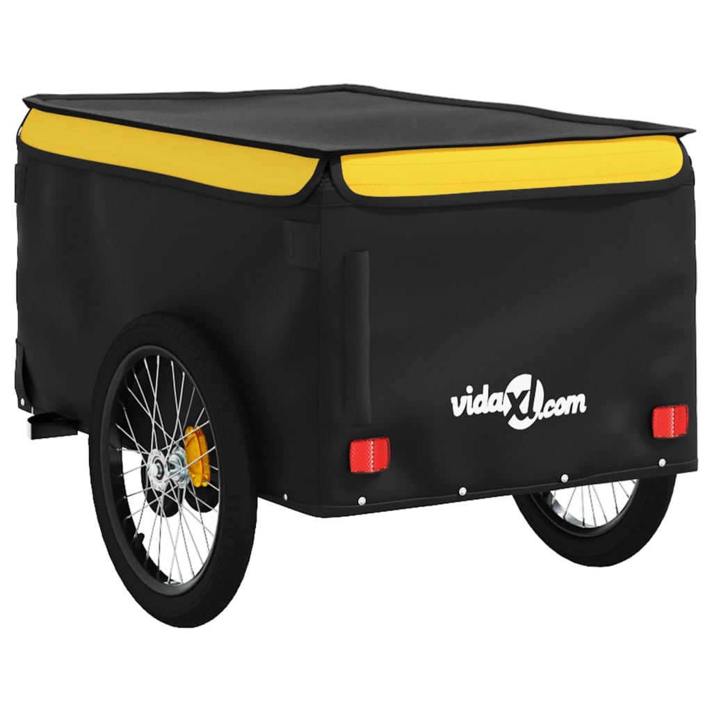 vidaXL Bike Trailer Black and Yellow 45 kg Iron