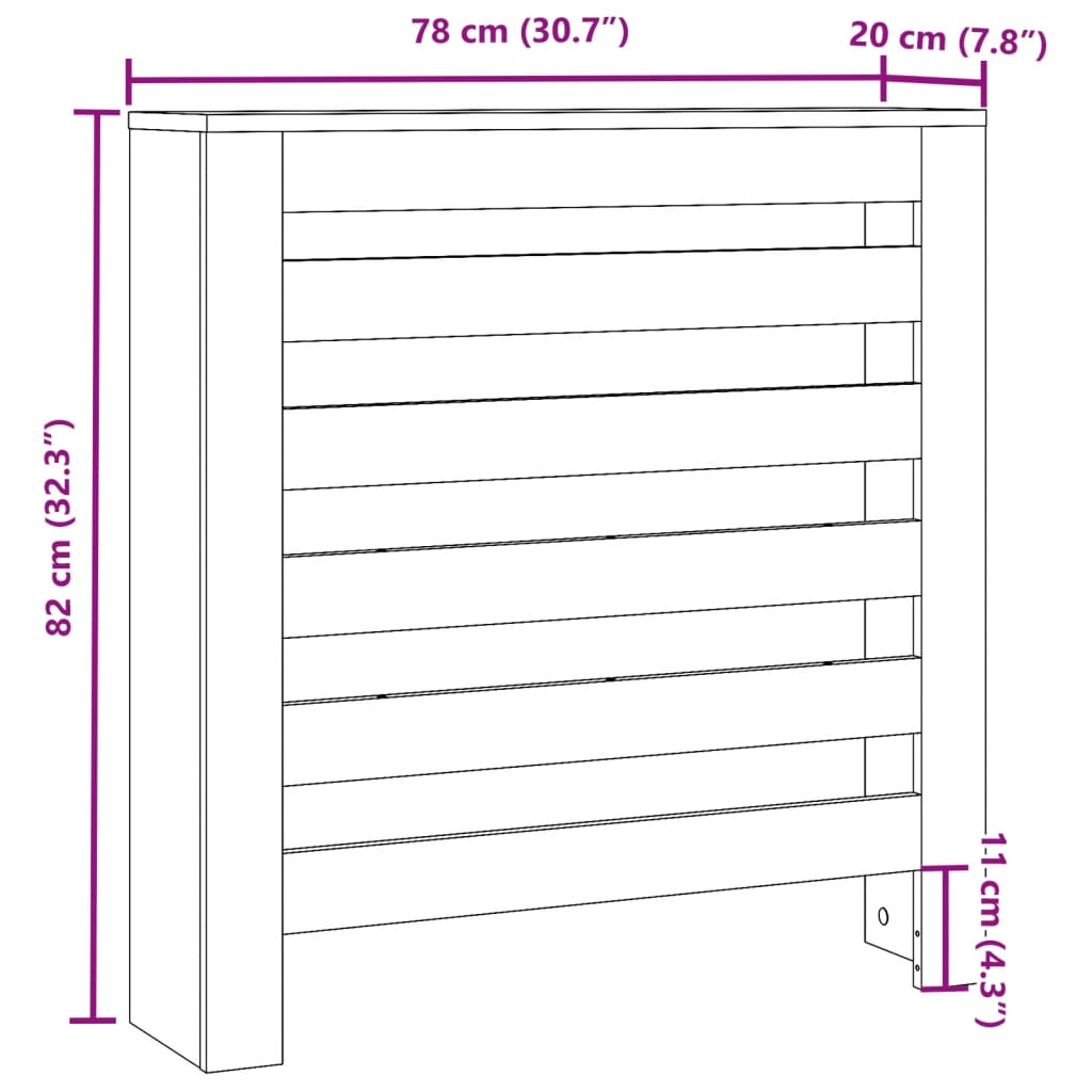 vidaXL Radiator Cover Artisian Oak 78x20x82 cm Engineered Wood