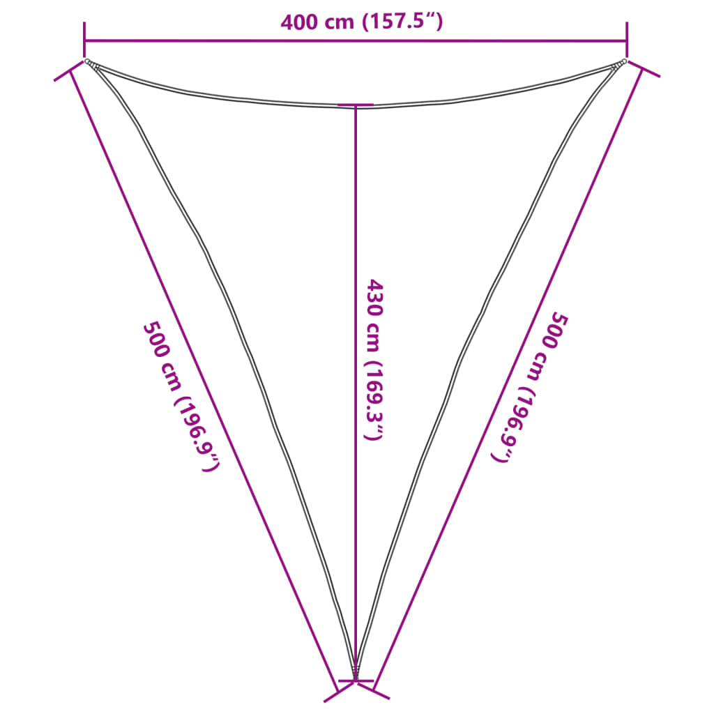 vidaXL Sun Shade Sail Light Grey 4x5x5 m 100% Polyester Oxford