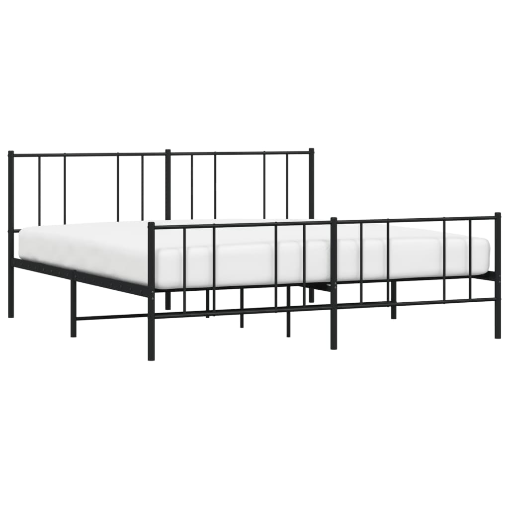 vidaXL Metal Bed Frame without Mattress with Footboard Black 193x203 cm