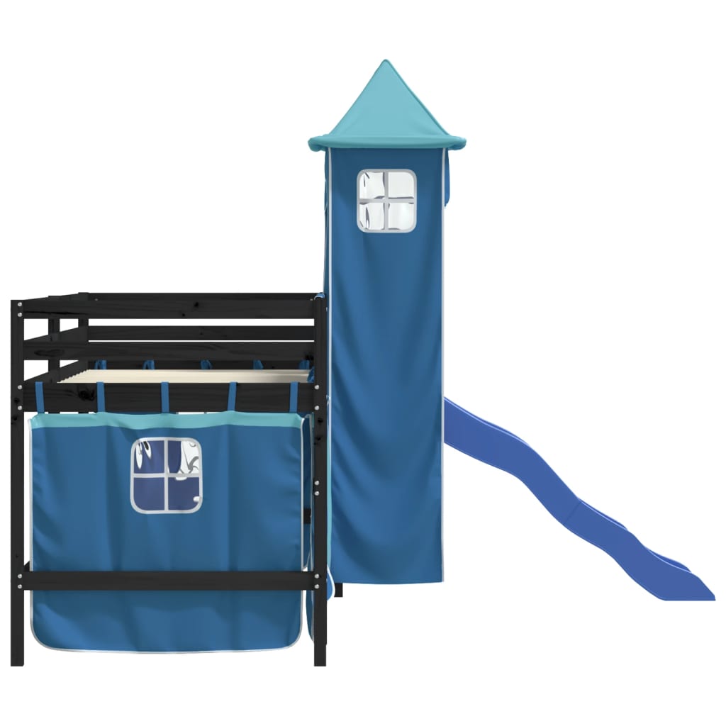 vidaXL Kids' Loft Bed with Tower without Mattress Blue 80x200 cm