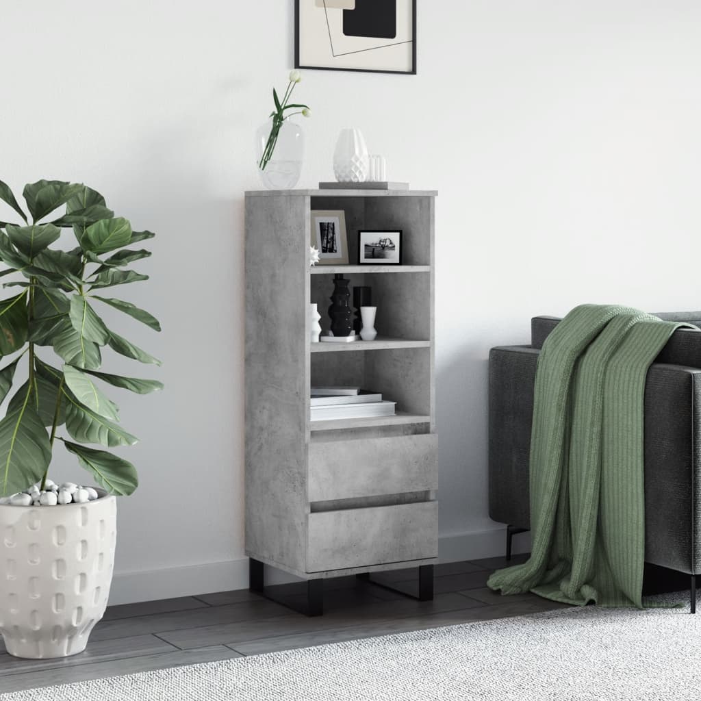 vidaXL Highboard Concrete Grey 40x36x110 cm Engineered Wood