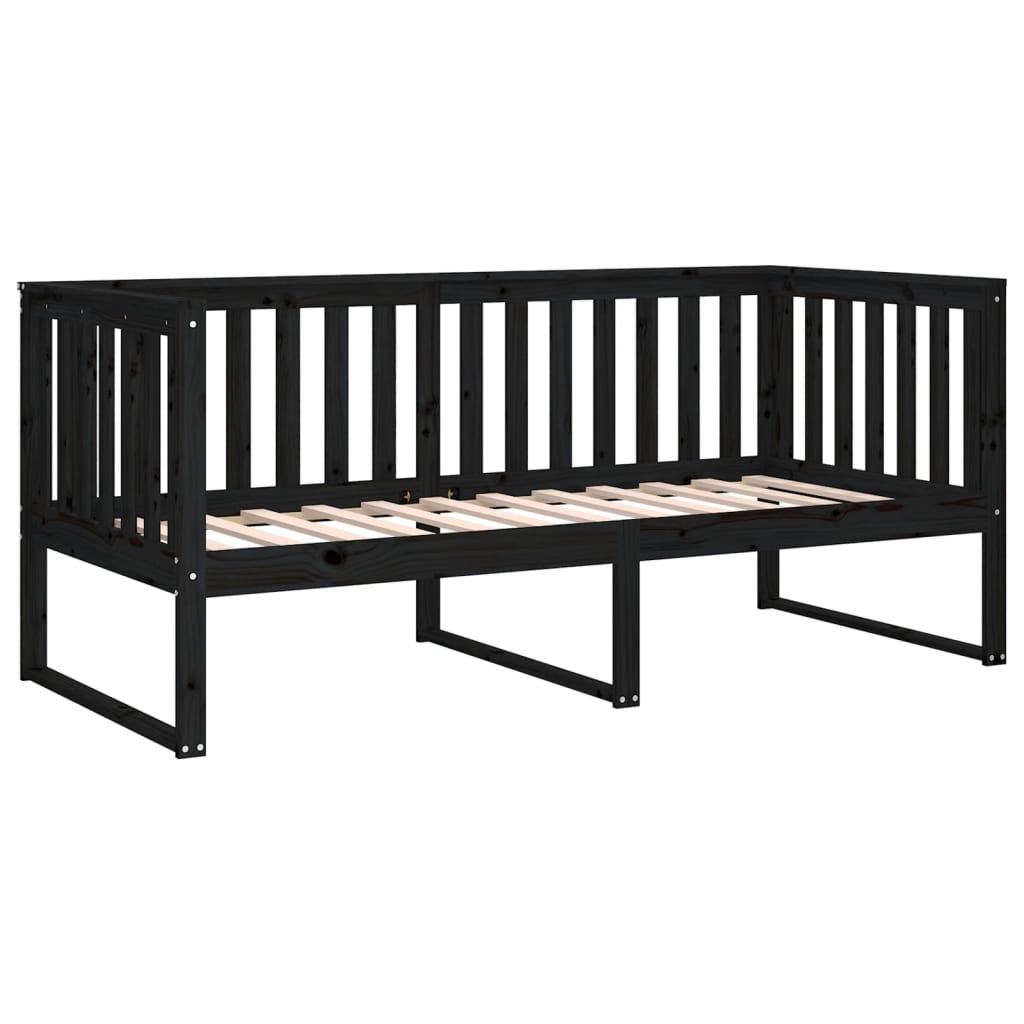 vidaXL Day Bed without Mattress Black 100x200 cm Solid Wood Pine