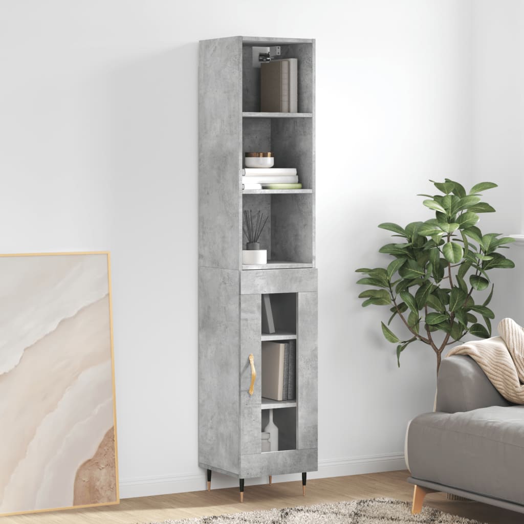 vidaXL Highboard Concrete Grey 34.5x34x180 cm Engineered Wood