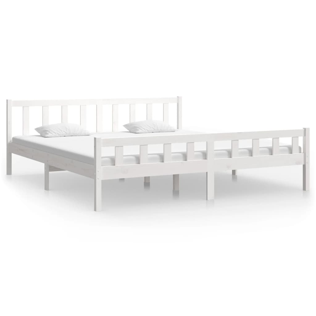 vidaXL Bed Frame without Mattress White Solid Wood 160x200 cm