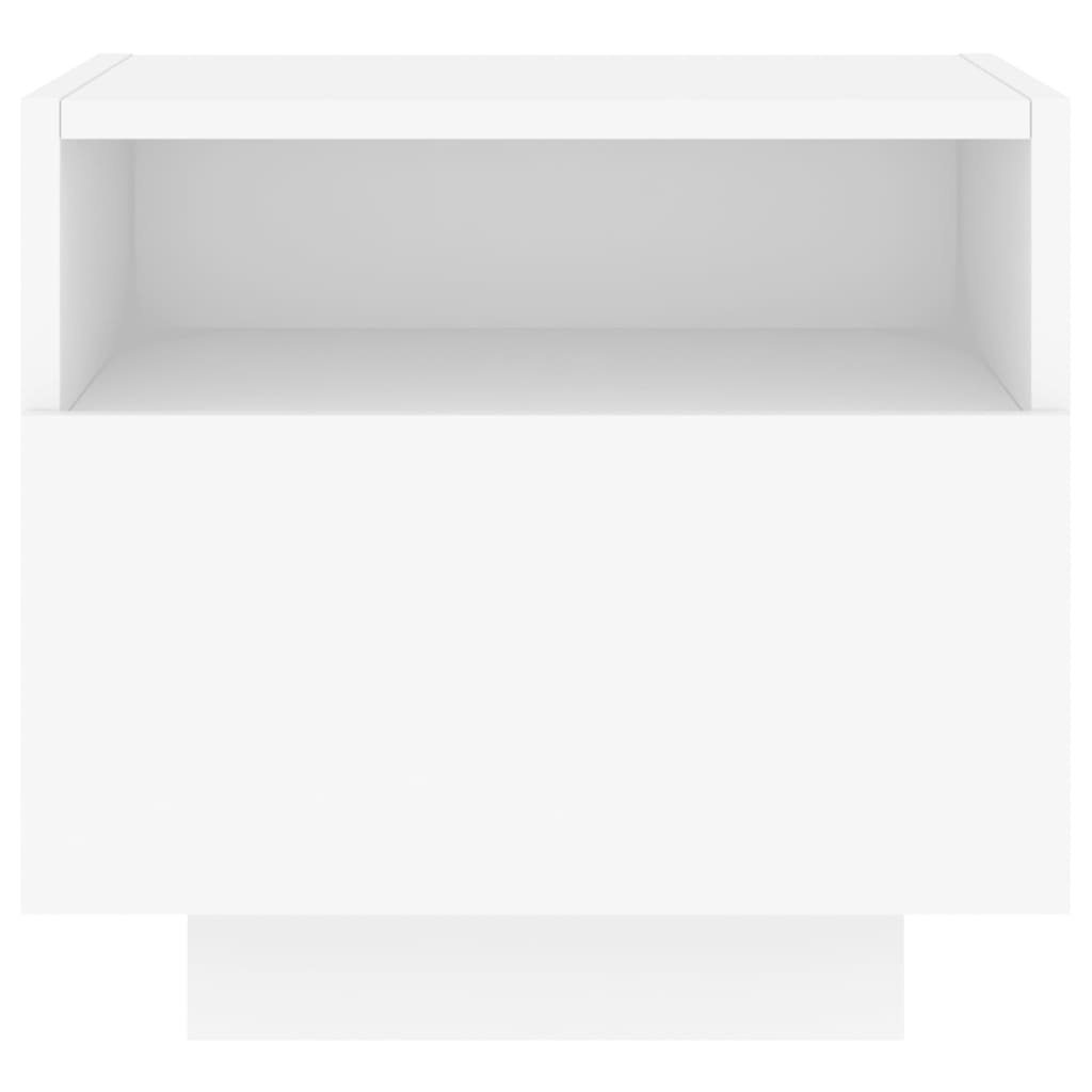 vidaXL Bedside Cabinet with LED Lights White 40x39x37 cm