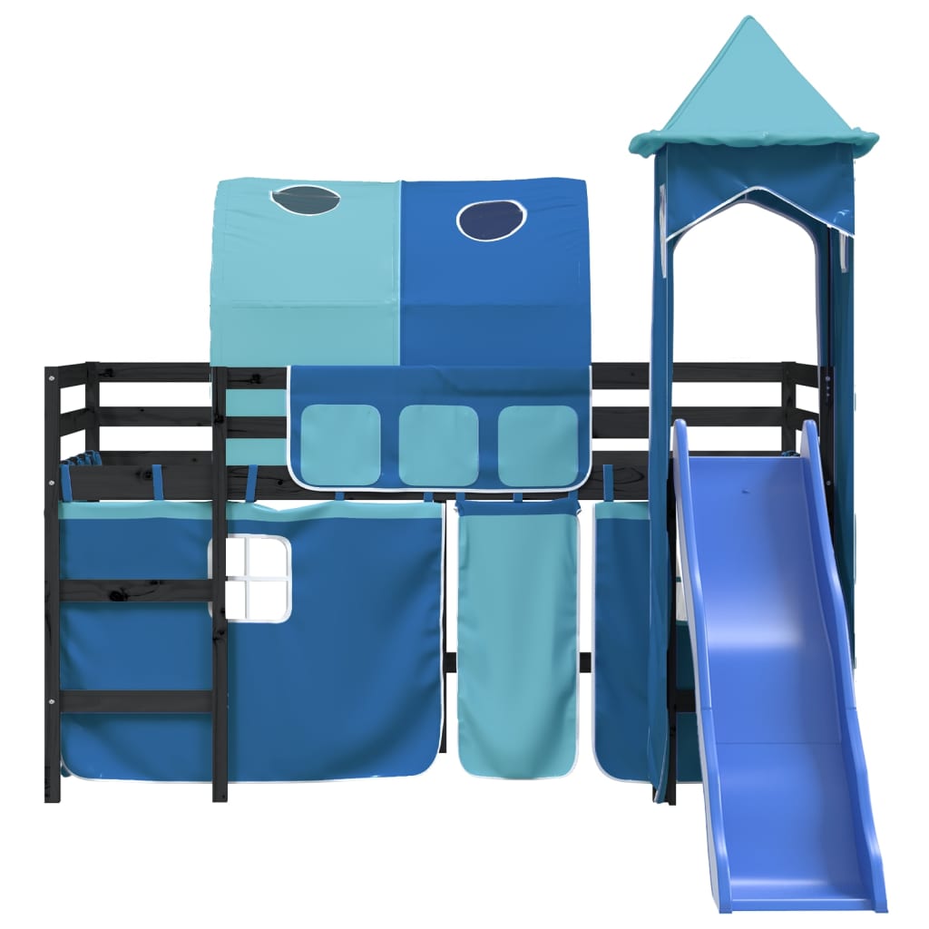 vidaXL Kids' Loft Bed with Tower without Mattress Blue 90x190 cm Single