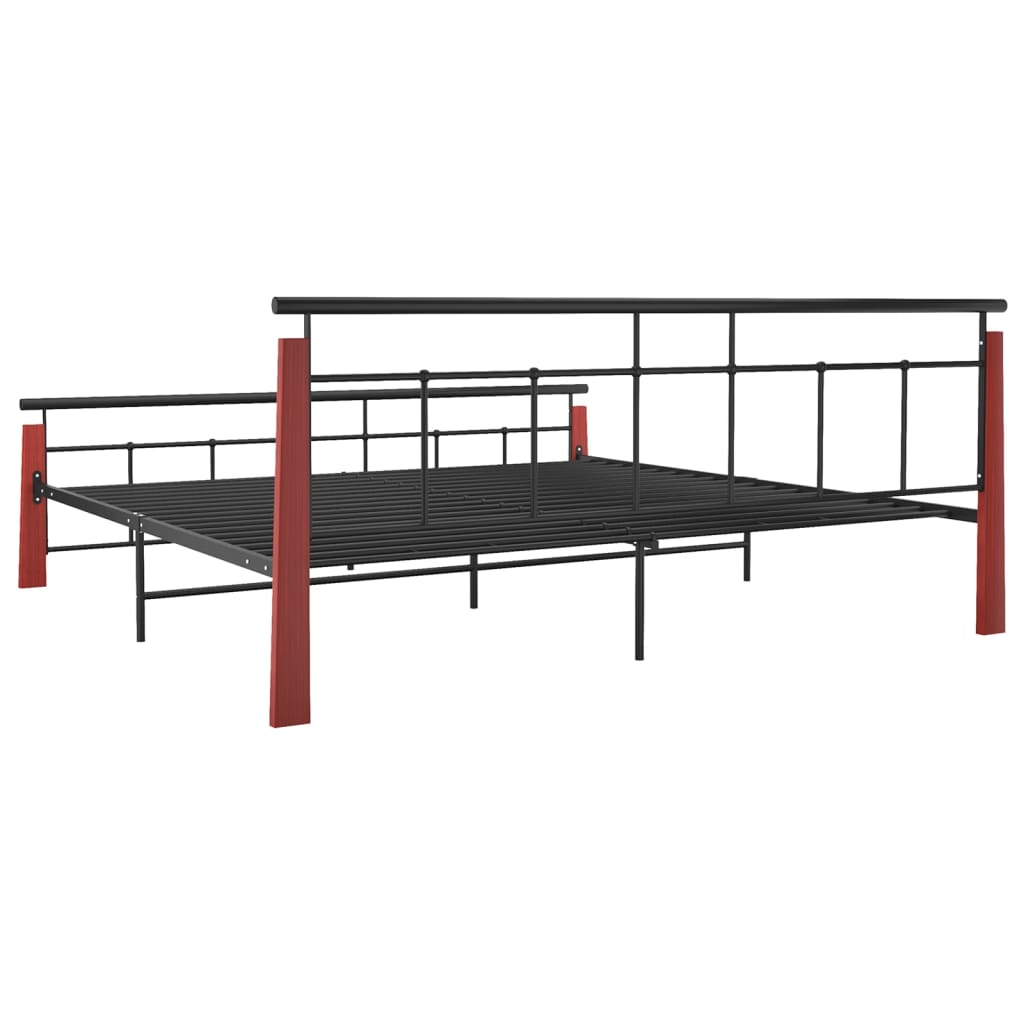 vidaXL Bed Frame without Mattress Metal and Solid Oak Wood 200x200 cm