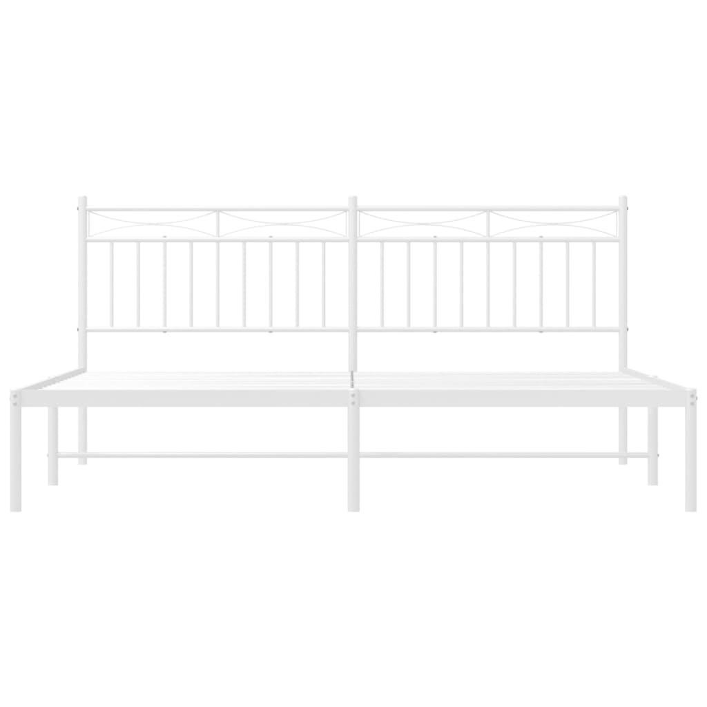 vidaXL Metal Bed Frame without Mattress with Headboard White 183x213 cm