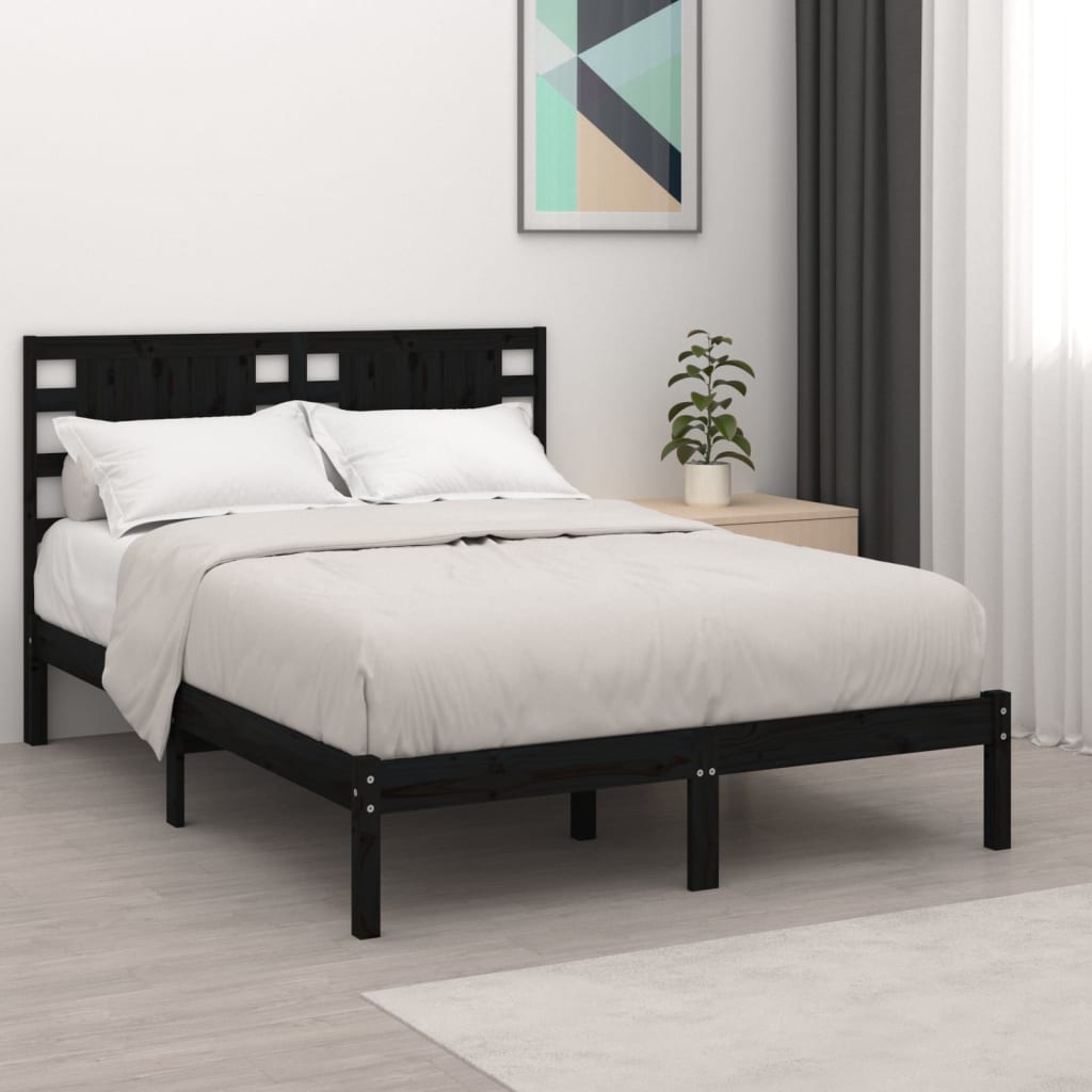 vidaXL Bed Frame without Mattress Black 120x200 cm Solid Wood Pine