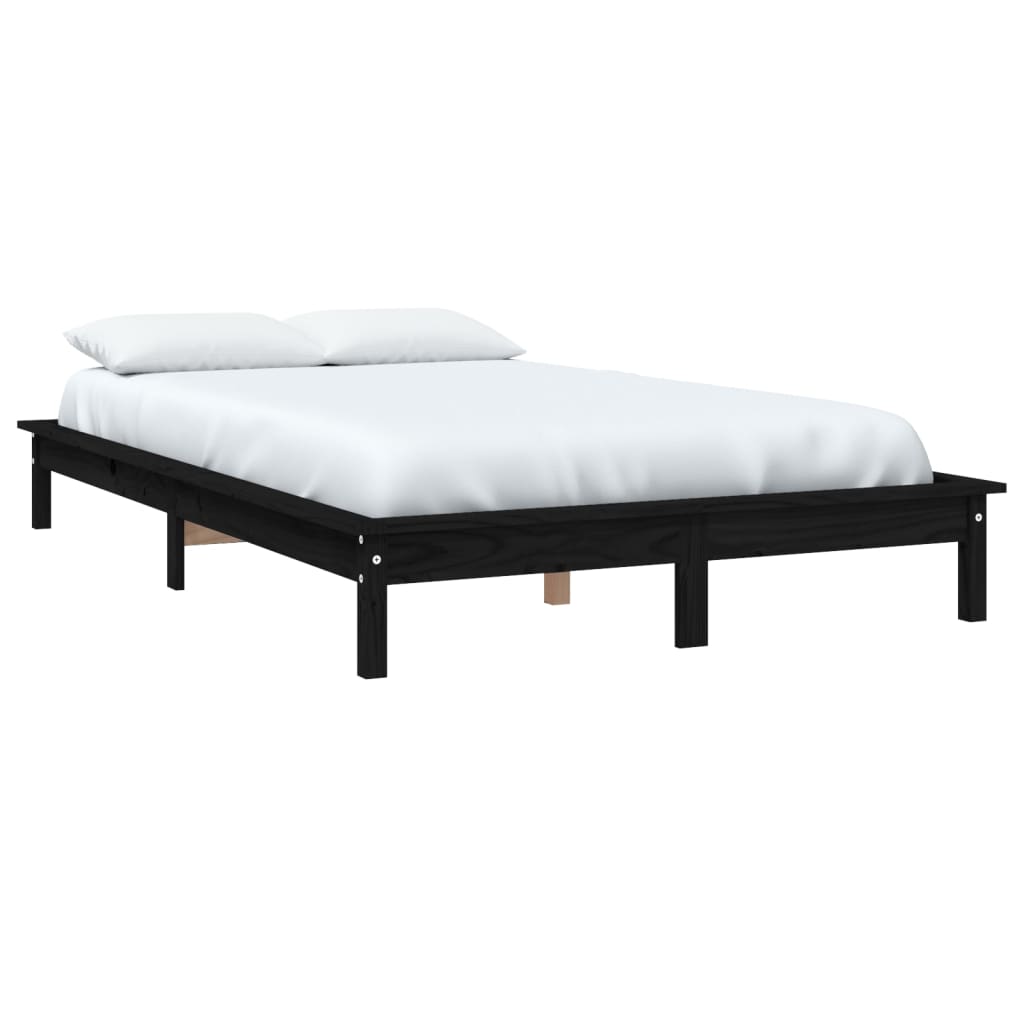 vidaXL Bed Frame without Mattress Black 140x200 cm Solid Wood