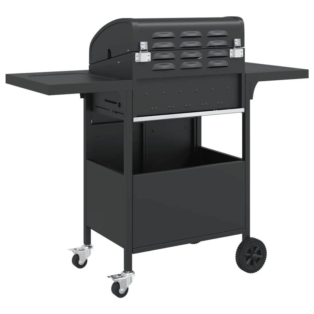 vidaXL Gas BBQ Grill with 4 Burners Black Powder-coated Steel