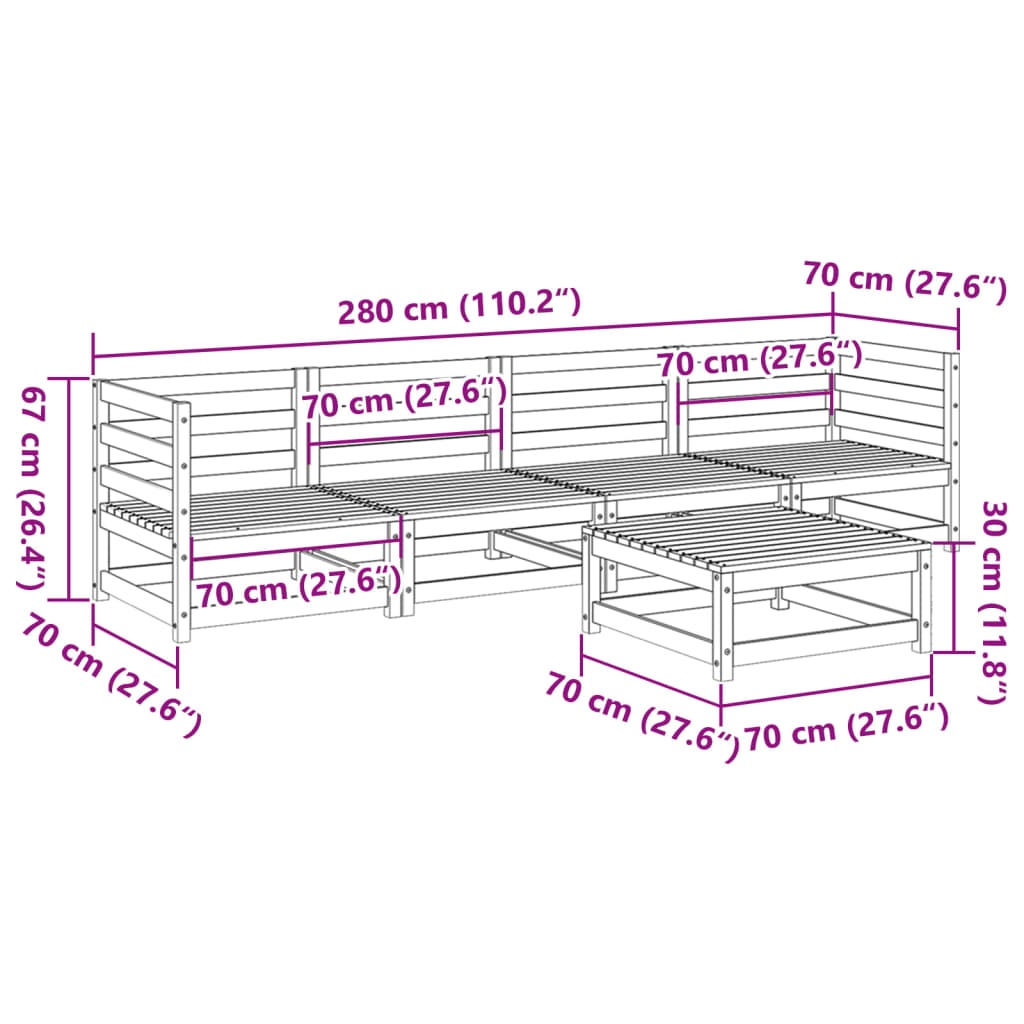 vidaXL 5 Piece Garden Sofa Set Solid Wood Douglas Fir