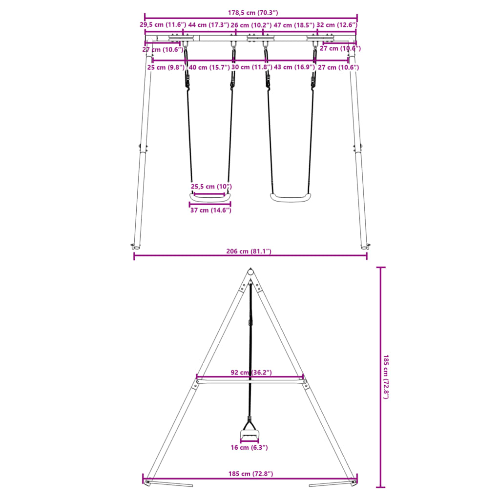 vidaXL Outdoor Swing Set with 2 Swings