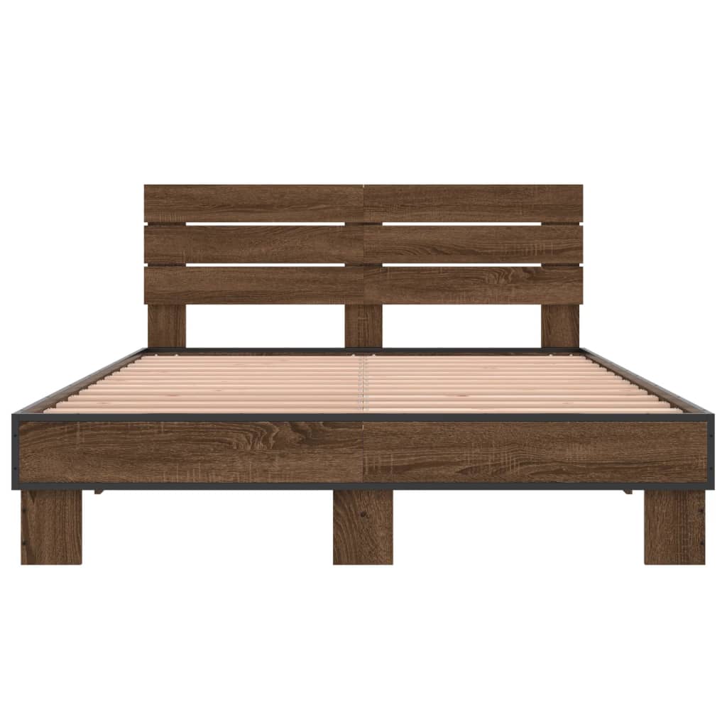 vidaXL Bed Frame without Mattress Brown Oak 135x190 cm Double