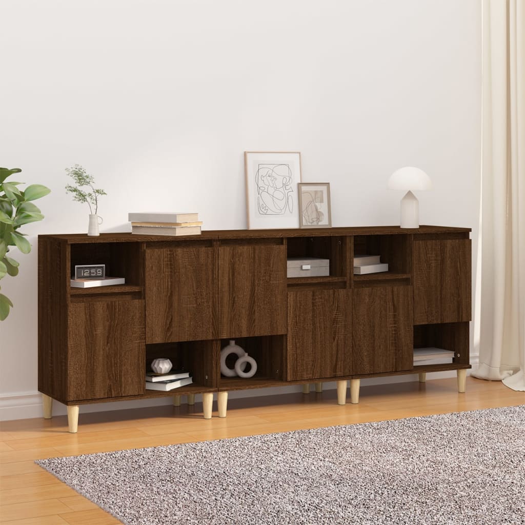 vidaXL Sideboards 3 pcs Brown Oak 60x35x70 cm Engineered Wood