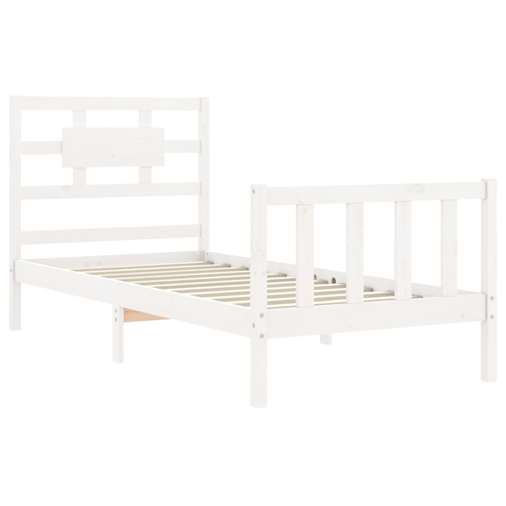 vidaXL Bed Frame without Mattress White Single Solid Wood Pine