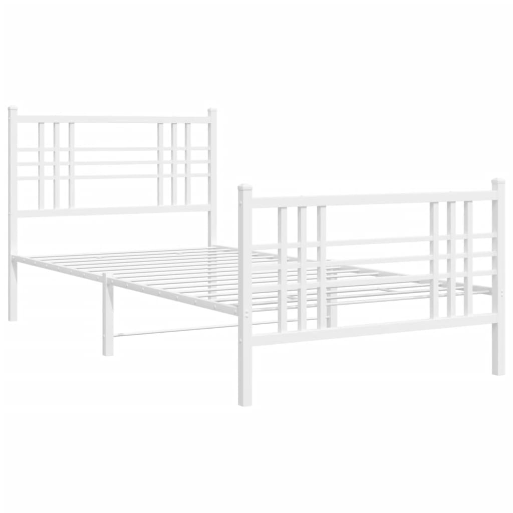 vidaXL Metal Bed Frame without Mattress with Footboard White 90x190 cm Single