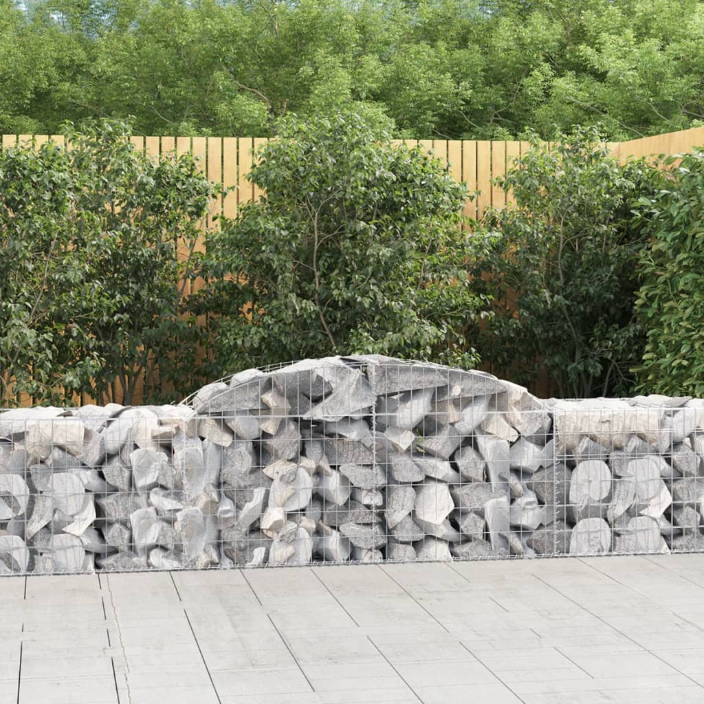 vidaXL Arched Gabion Baskets 2 pcs 300x50x60/80 cm Galvanised Iron