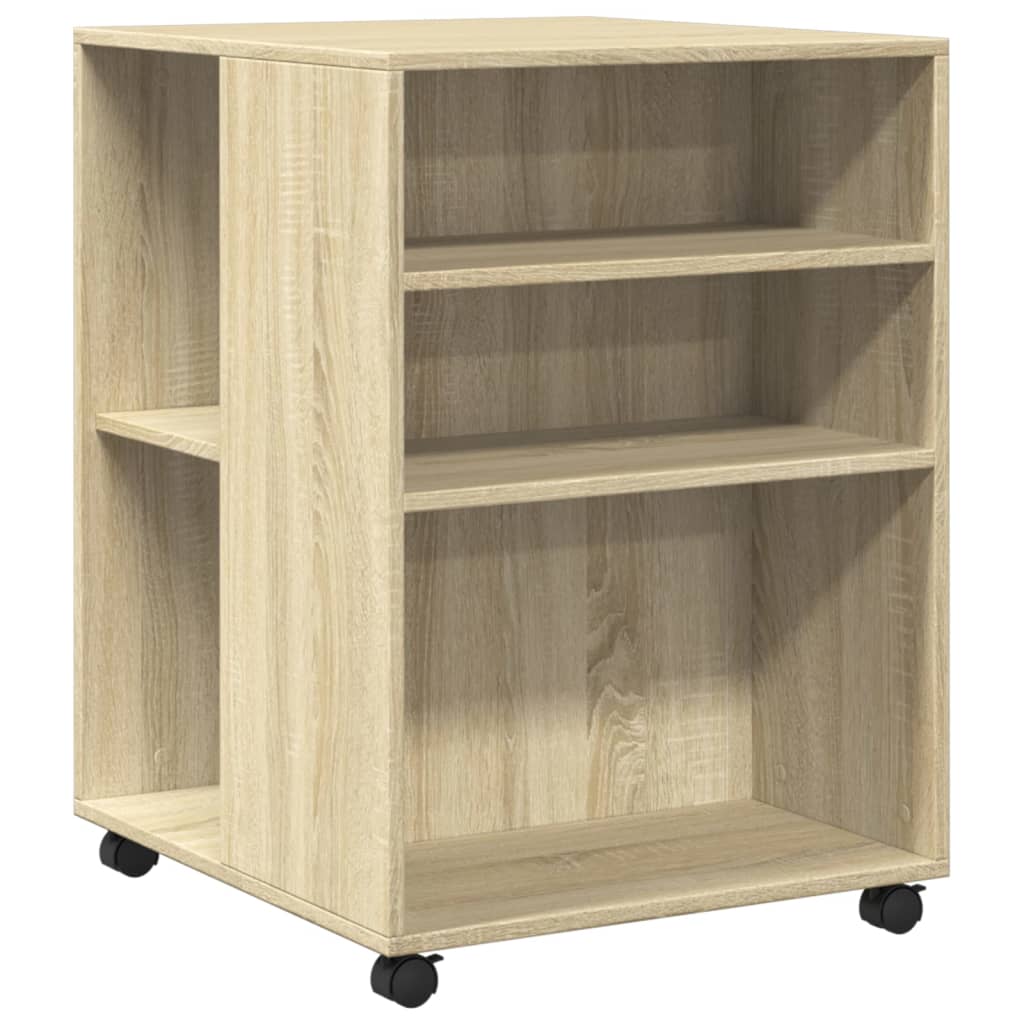 vidaXL Side Table with Wheels Sonoma Oak 55x60x78 cm Engineered Wood