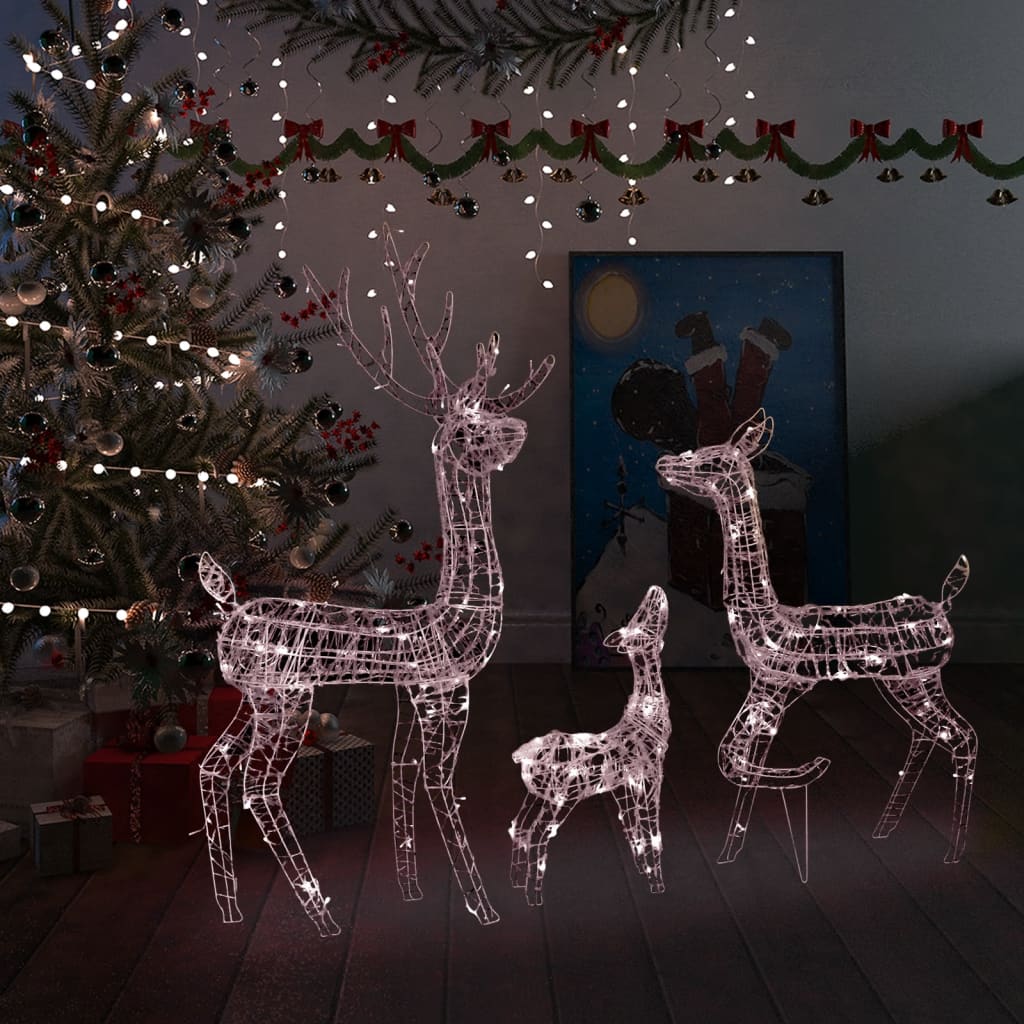 vidaXL Acrylic Reindeer Family Christmas Decoration 300 LED Warm White