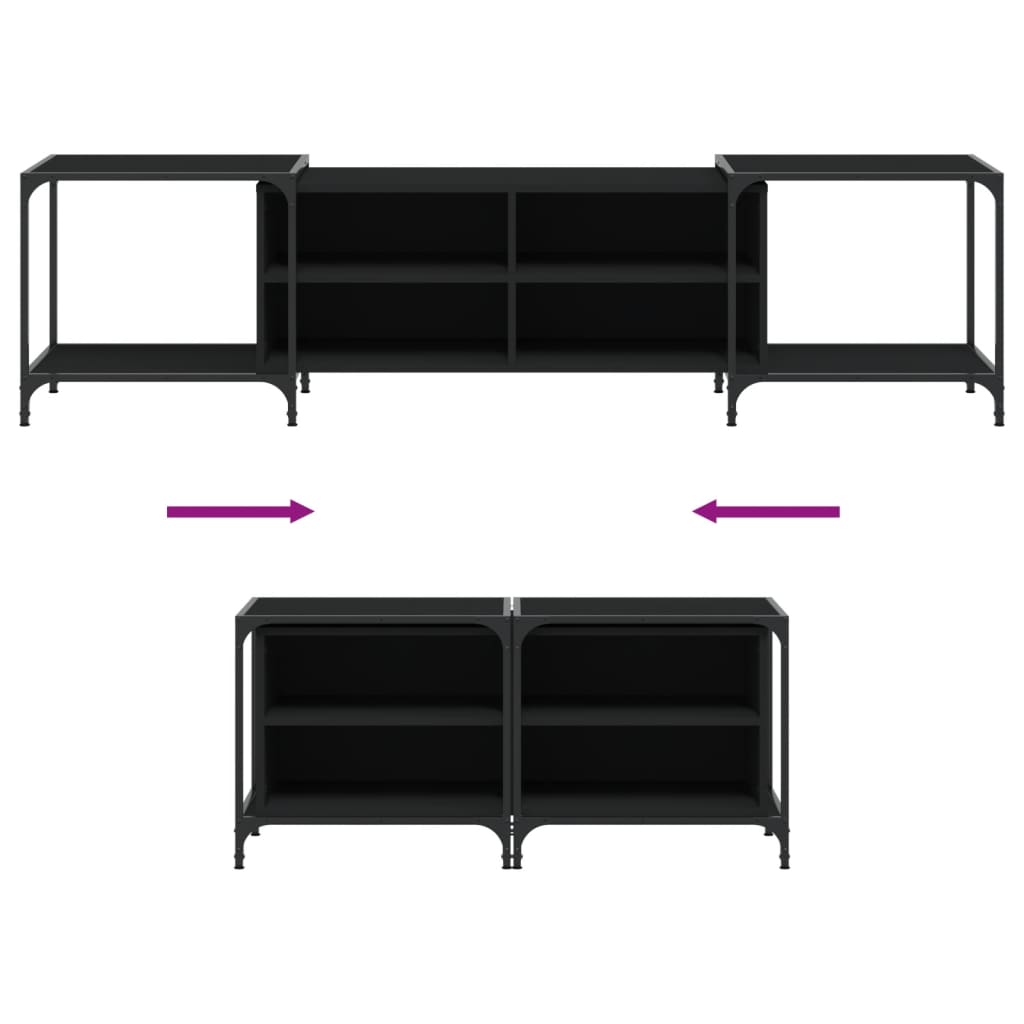 vidaXL TV Cabinet Black 203x37x50 cm Engineered Wood