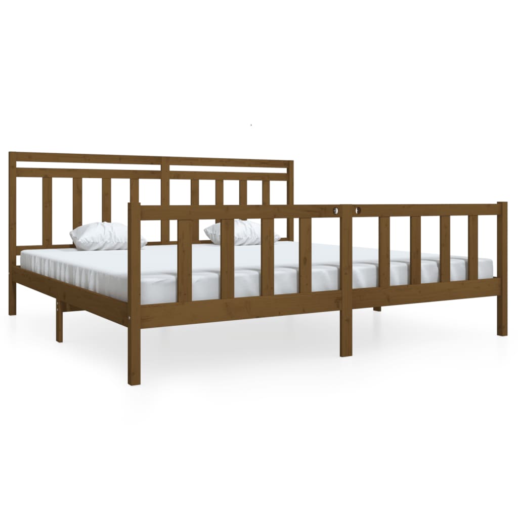 vidaXL Bed Frame without Mattress Honey Brown Solid Wood 200x200 cm (810105+814117)