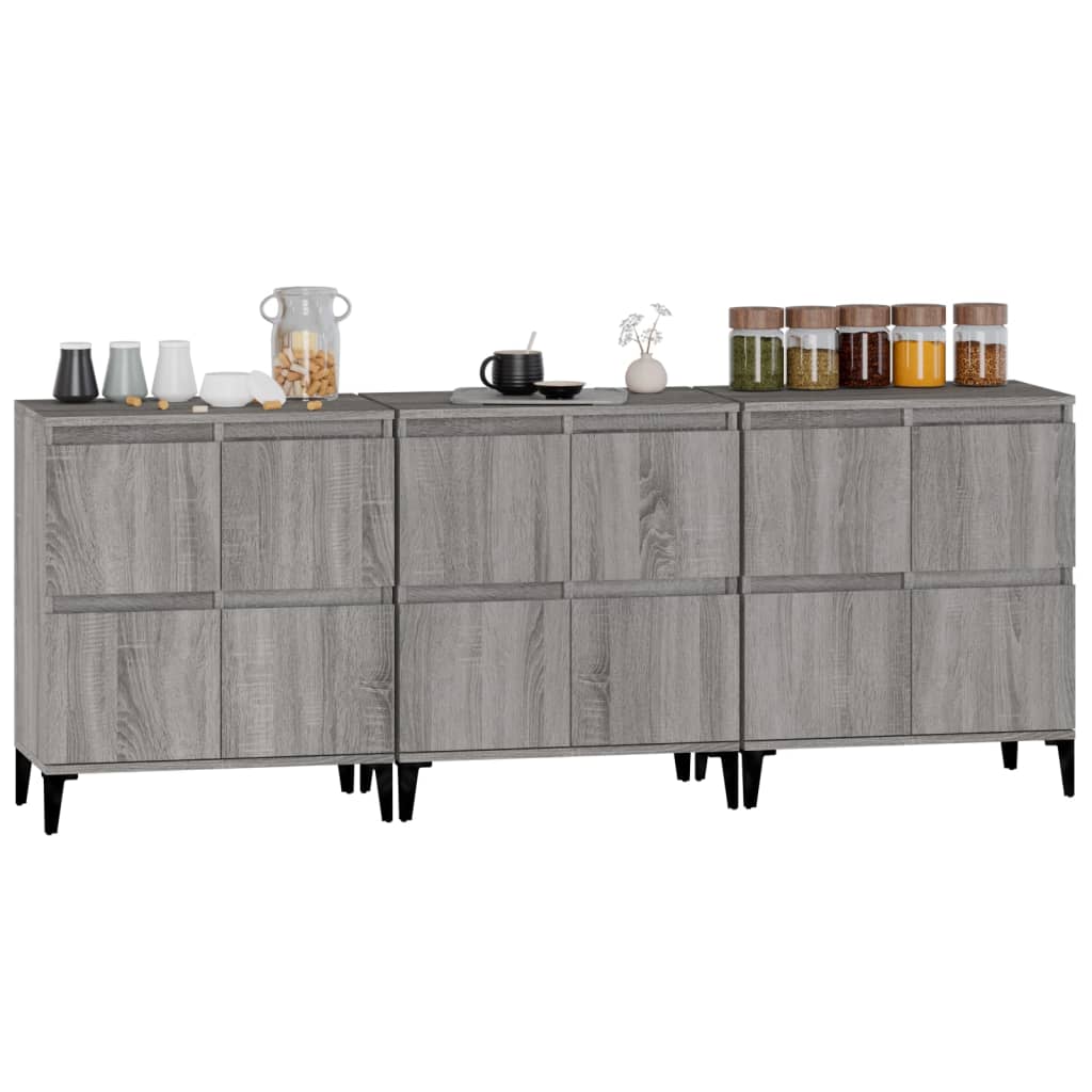 vidaXL Sideboards 3 pcs Grey Sonoma 60x35x70 cm Engineered Wood