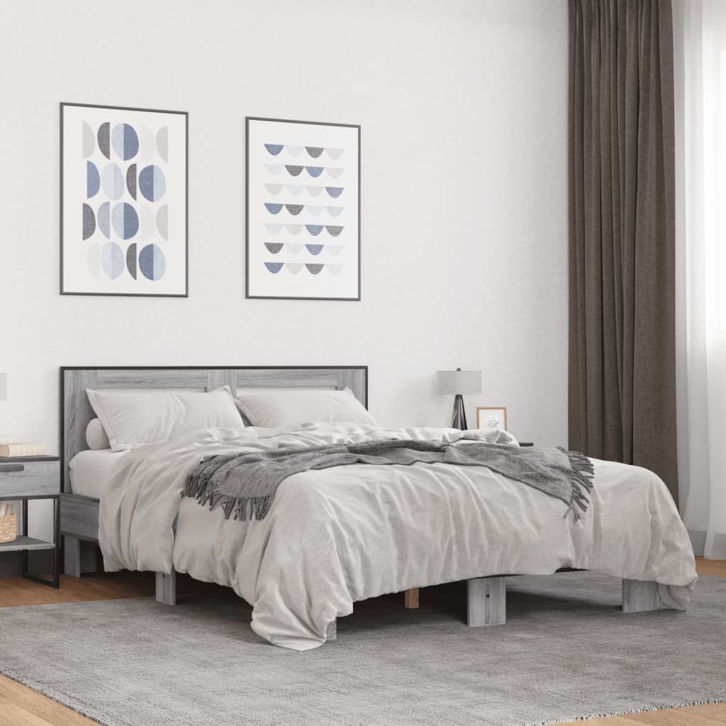 vidaXL Bed Frame without Mattress Grey Sonoma 120x200 cm