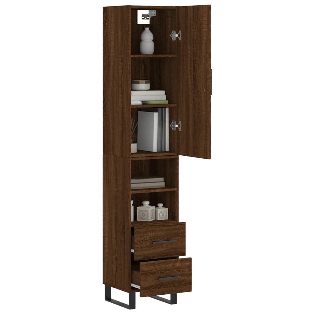 vidaXL Highboard Brown Oak 34.5x34x180 cm Engineered Wood