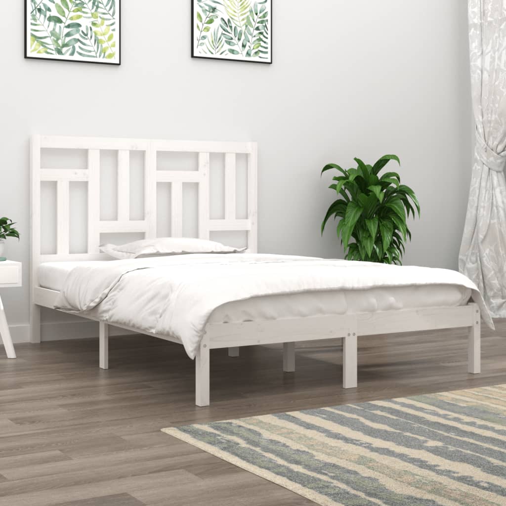 vidaXL Bed Frame without Mattress White 150x200 cm King Size Solid Wood Pine