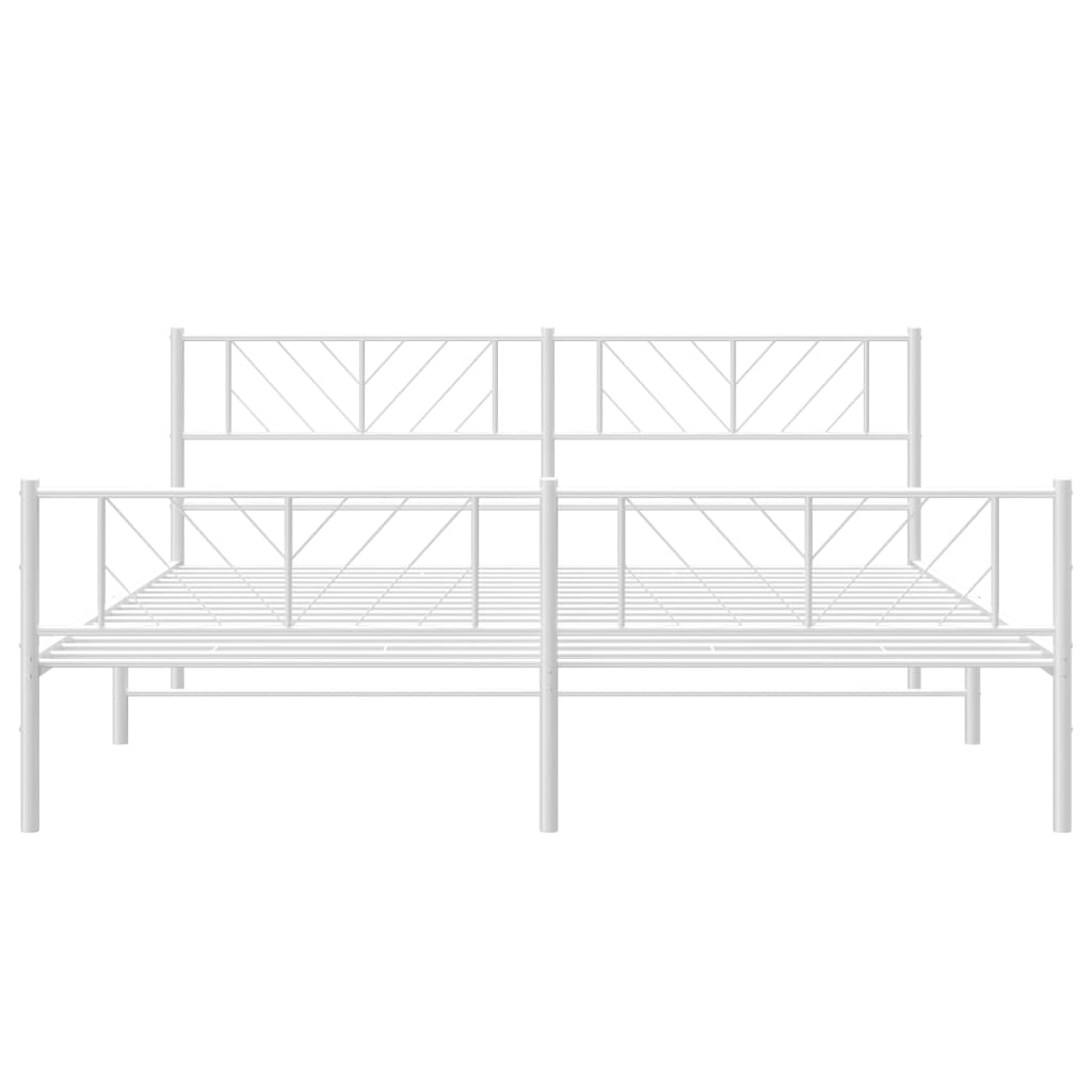 vidaXL Metal Bed Frame without Mattress with Footboard White 180x200 cm Super King