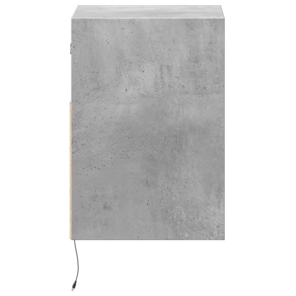 vidaXL Wall-mounted Bedside Cabinet with LED Lights Concrete Grey