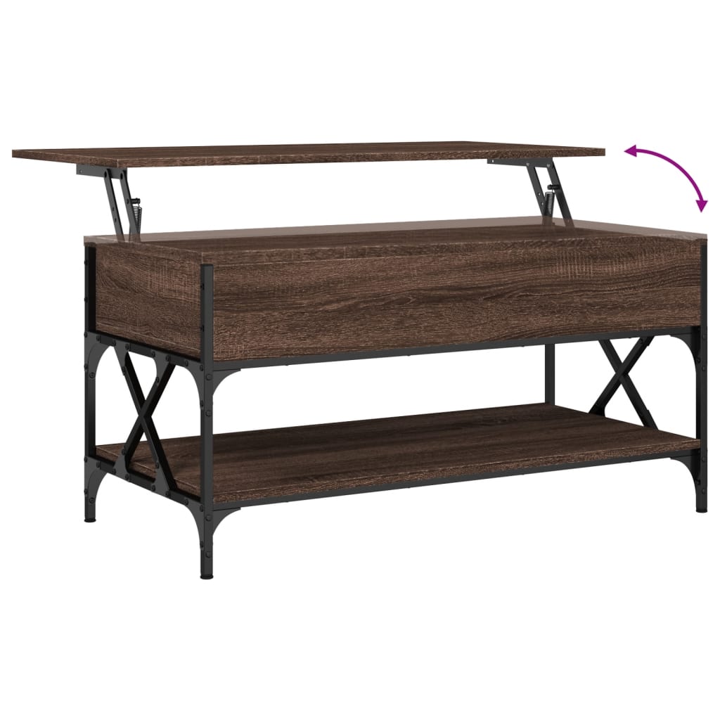 vidaXL Coffee Table Brown Oak 100x50x50 cm Engineered Wood and Metal