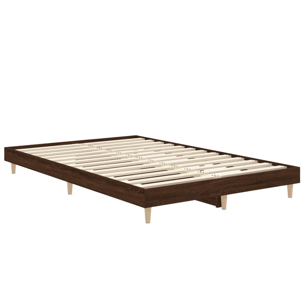 vidaXL Bed Frame without Mattress Brown Oak 120x190 cm Small Double Engineered Wood