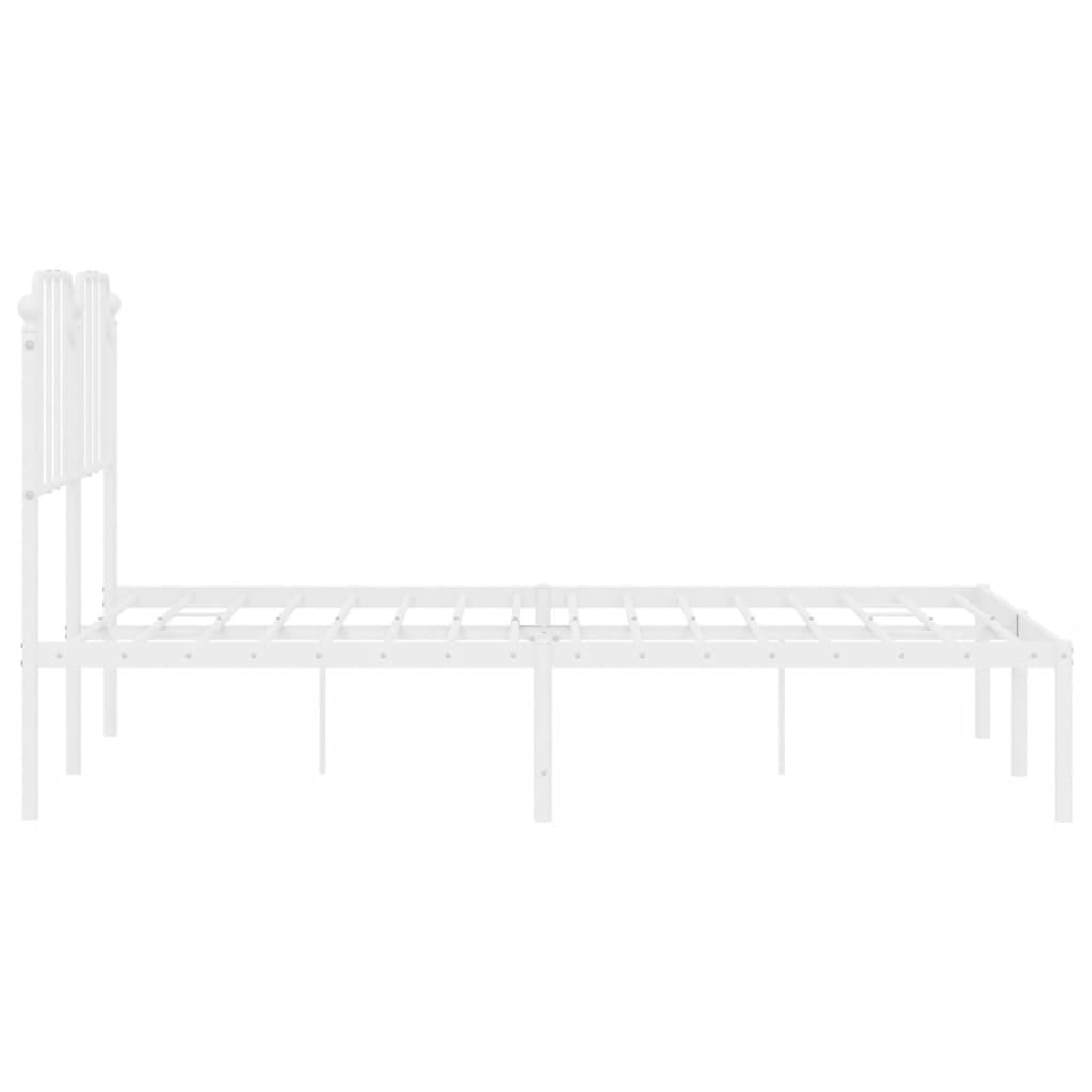 vidaXL Metal Bed Frame without Mattress with Headboard White 135x190 cm Double