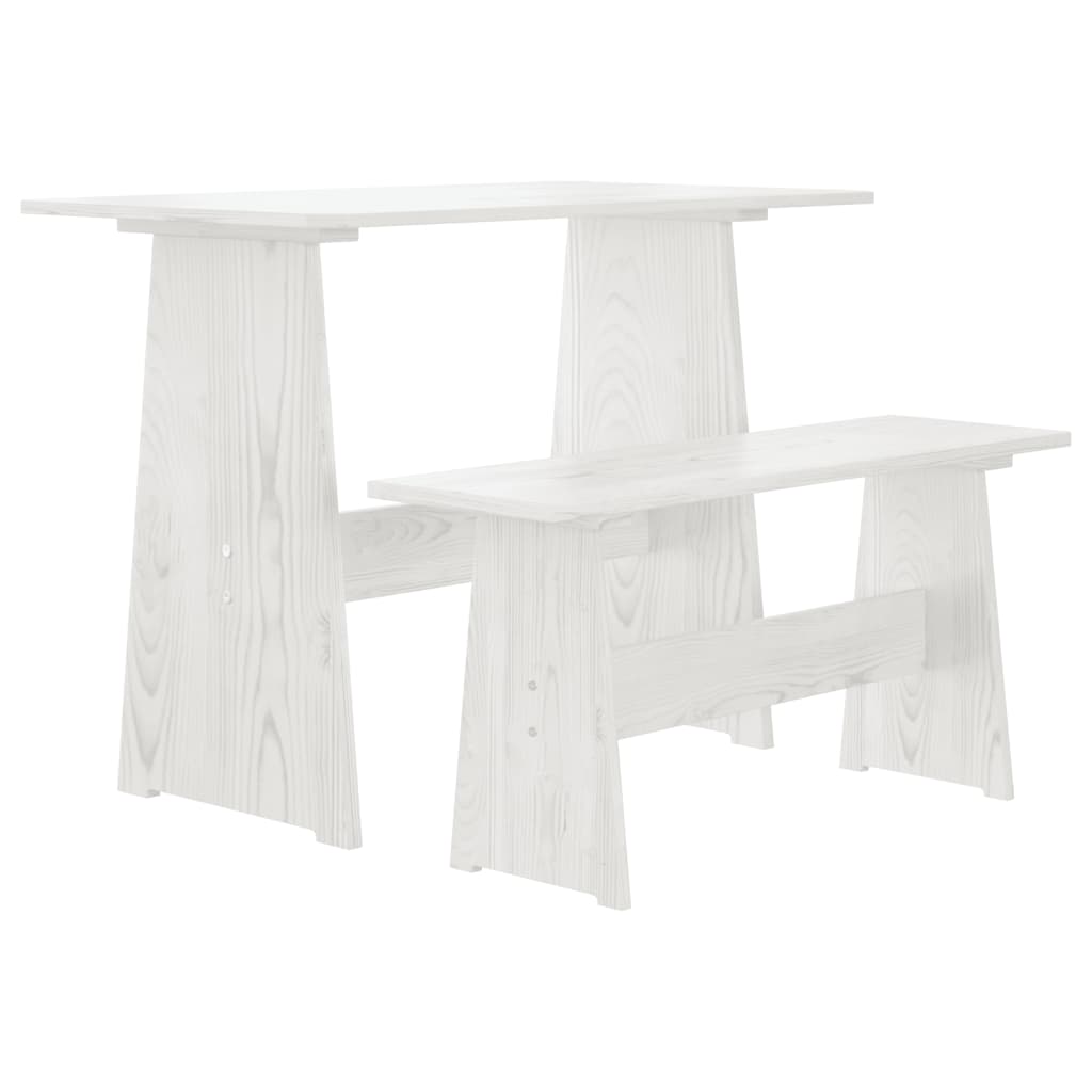 vidaXL 3 Piece Dining Set REINE White Solid Wood Pine