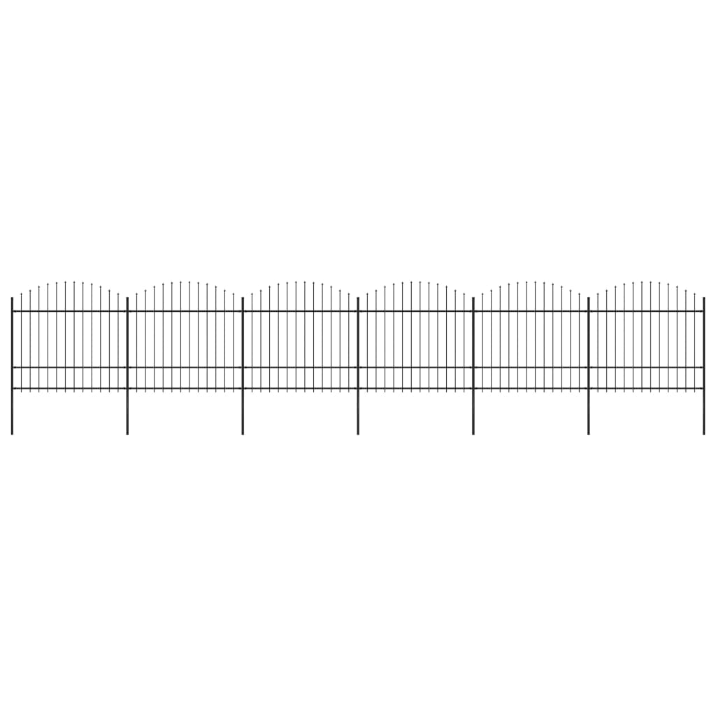 vidaXL Garden Fence with Spear Top Steel (1.5-1.75)x10.2 m Black