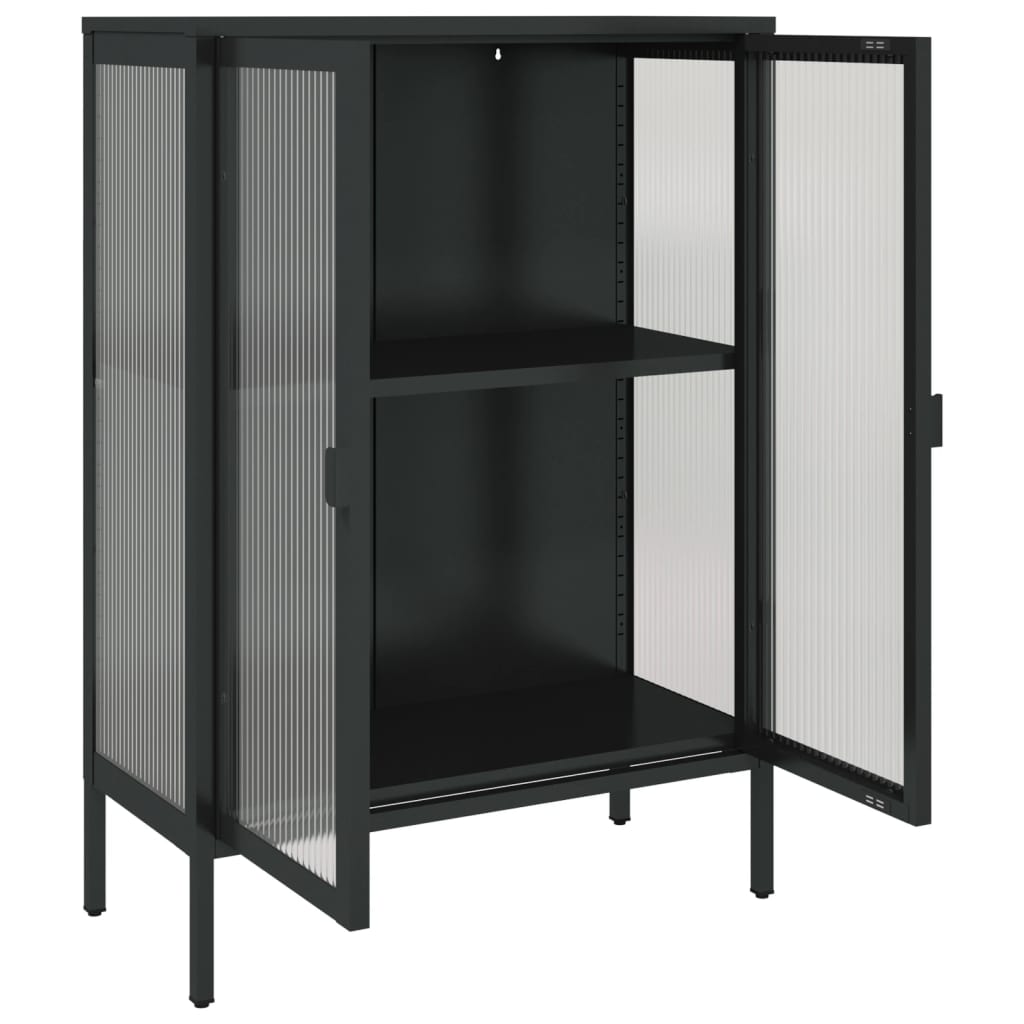 vidaXL Sideboard Black 75x35x105 cm Glass and Steel