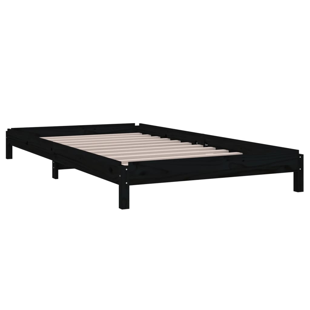 vidaXL Stack Bed without Mattress Black 100x200 cm Solid Wood Pine