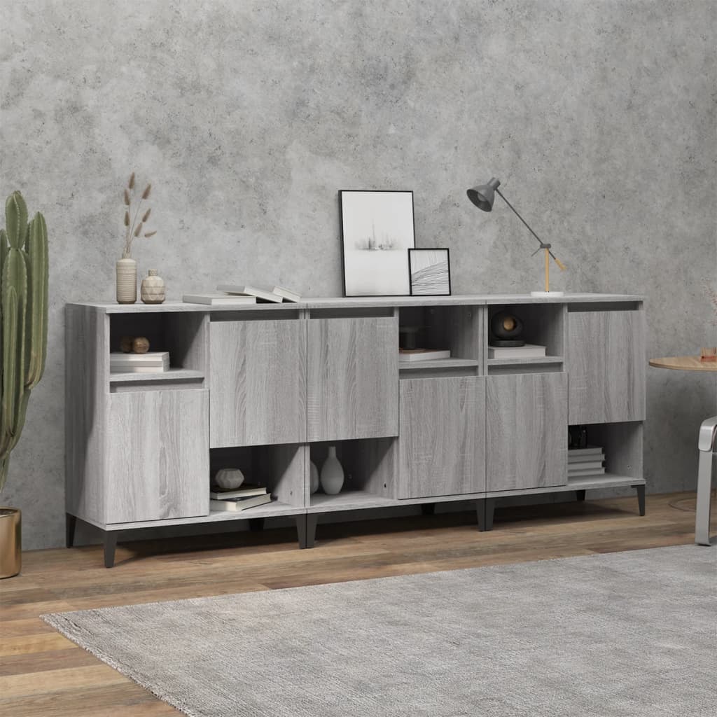 vidaXL Sideboards 3 pcs Grey Sonoma 60x35x70 cm Engineered Wood