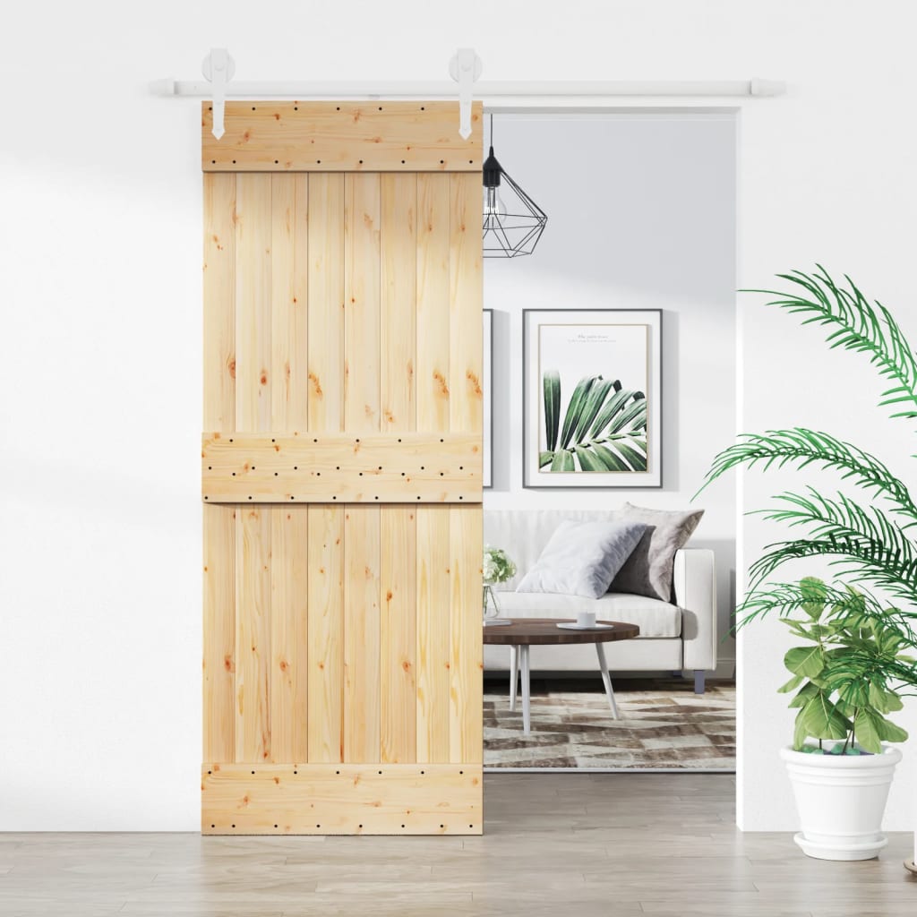 vidaXL Sliding Door with Hardware Set 80x210 cm Solid Wood Pine