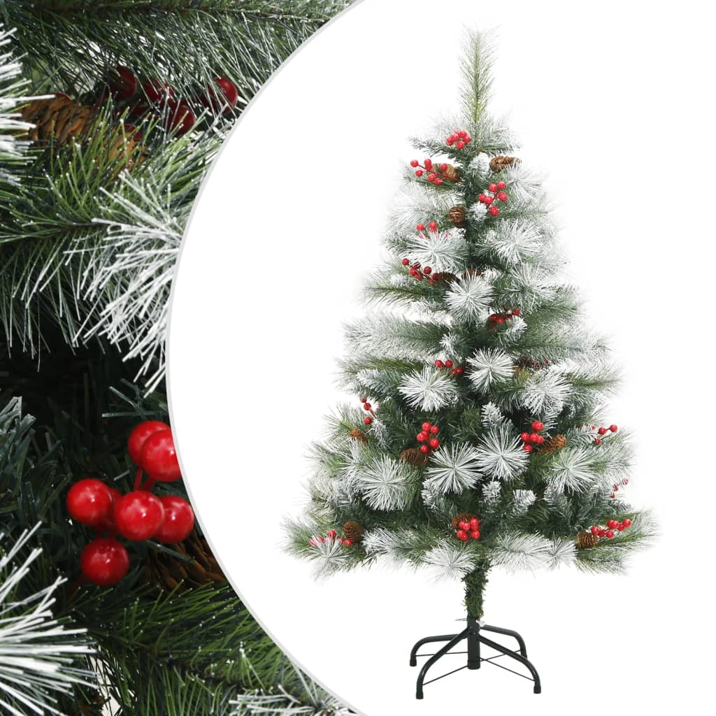 vidaXL Artificial Hinged Christmas Tree with Cones and Berries 120 cm