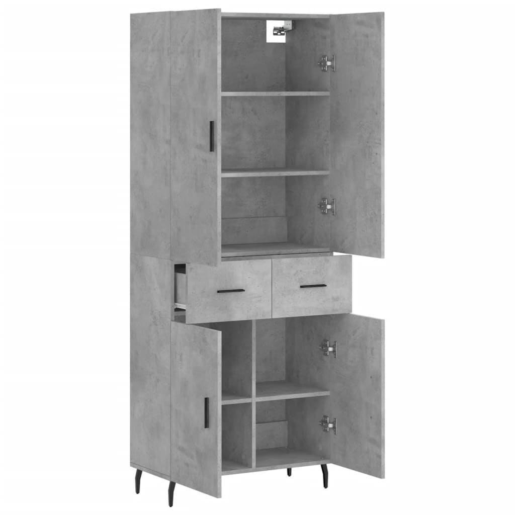 vidaXL Highboard Concrete Grey 69.5x34x180 cm Engineered Wood