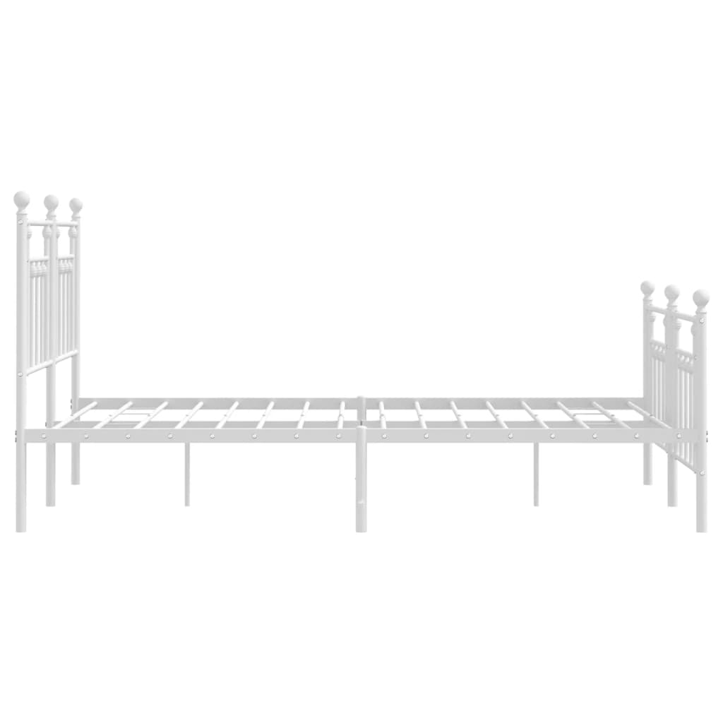 vidaXL Metal Bed Frame without Mattress with Footboard White 150x200 cm King Size