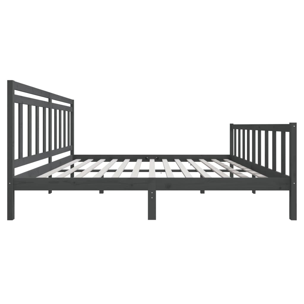 vidaXL Bed Frame without Mattress Grey Solid Wood 200x200 cm (810104+814116)