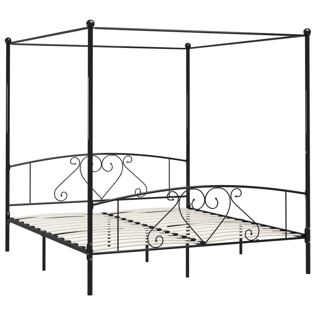 vidaXL Bed Frame without Mattress with Canopy Black 180x200 cm Super King Metal