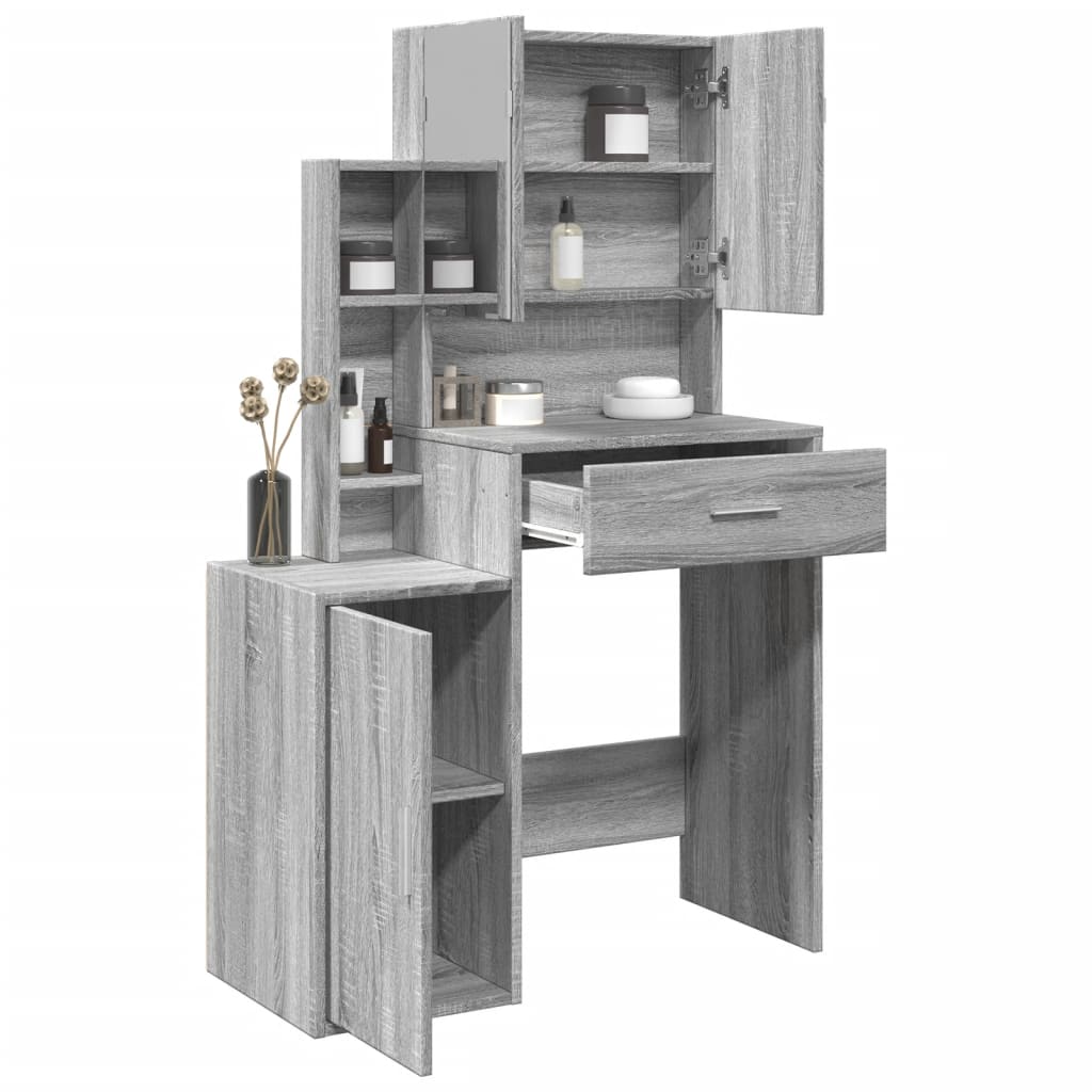 vidaXL Dressing Table with Cabinet Grey Sonoma 80x35x132 cm